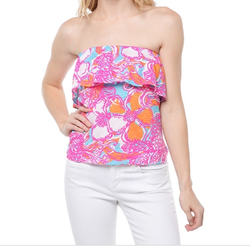 Lilly Pulitzer strapless ruffle top